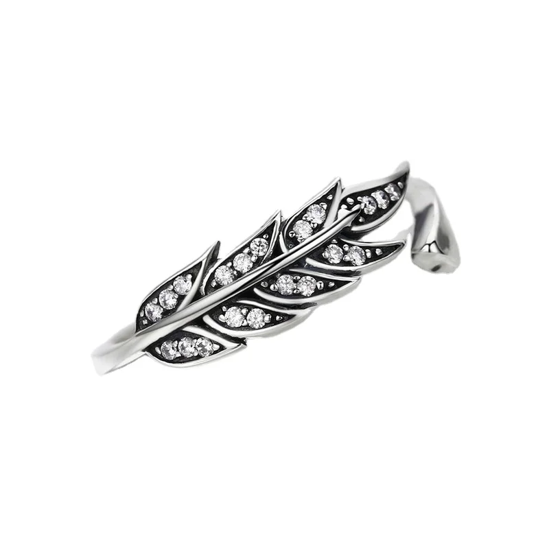 

Hot Sales Feather Wings Adjustable 925 Sterling Silver Finger Rings