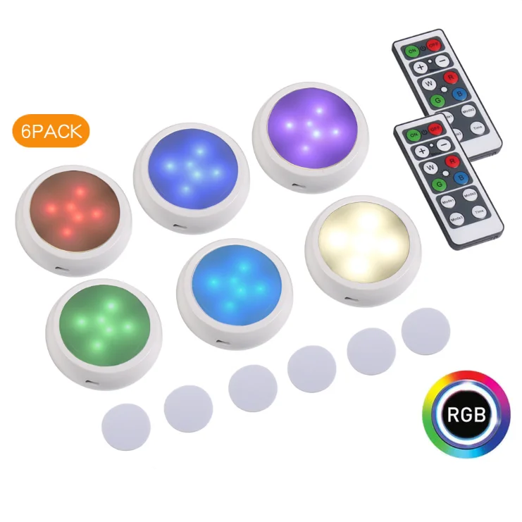 IR Wireless Remote Control 6 Pack RGB White usb LED Under Room Kitchen Closet Table Aisle Cabinet Emergency Night Light