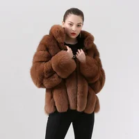 

QIUCHEN- QC19018 2019 new arrival real fox fur coat women winter thick fur fashion coat luxury fur dress hot sale stand collar