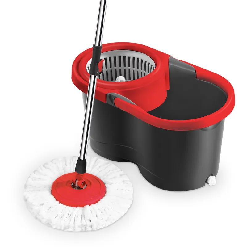 

360 Magic Twist rotating Magic busket mop Free Hand Washing wet and dry firber Mop Ultrafine Fiber Cleaning Mop Suplier, Grey and white