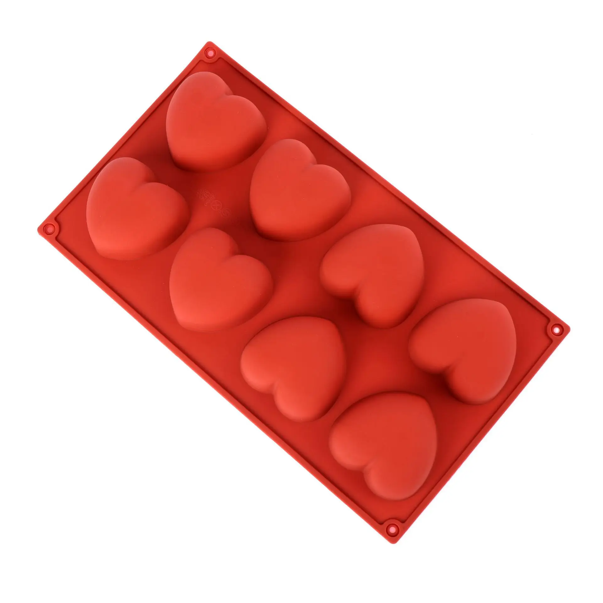 

0474 8-hole love DIY three-dimensional mousse cake chocolate French dessert baking silicone mold, White red