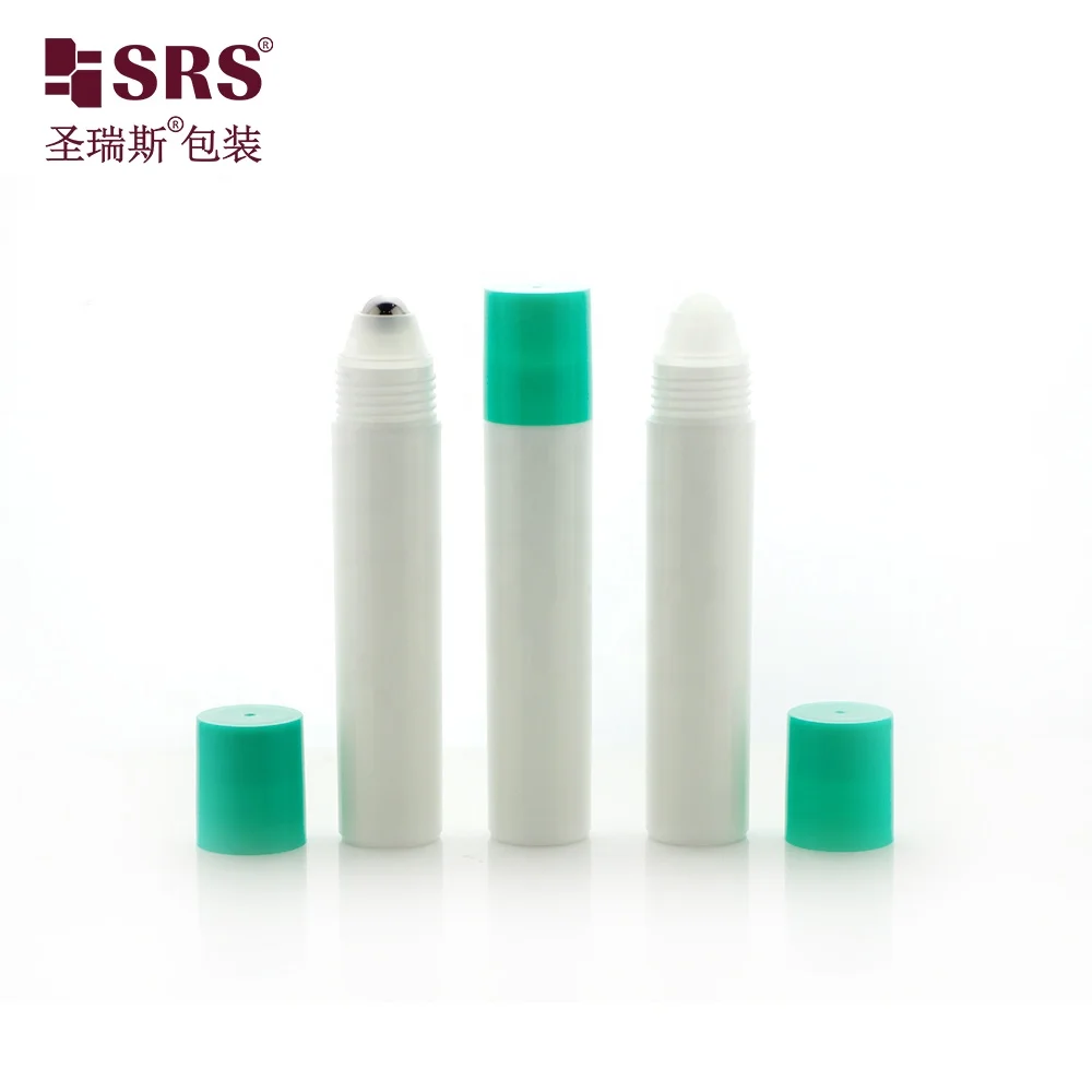 

Sample Bottle 20ml Empty White Transparent Roll On Serum Packaging with Roller Ball On Top