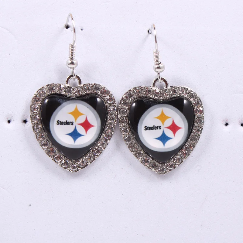 

Wholesale NFL rhinestone heart shape American football 32 teams series logo earrings