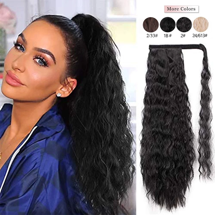 

Aisi Hair Long Clip In Synthetic Ponytail Heat Resistant Fiber Hair Extension Wrap Around Hairpiece Curly Straight Pony Tail