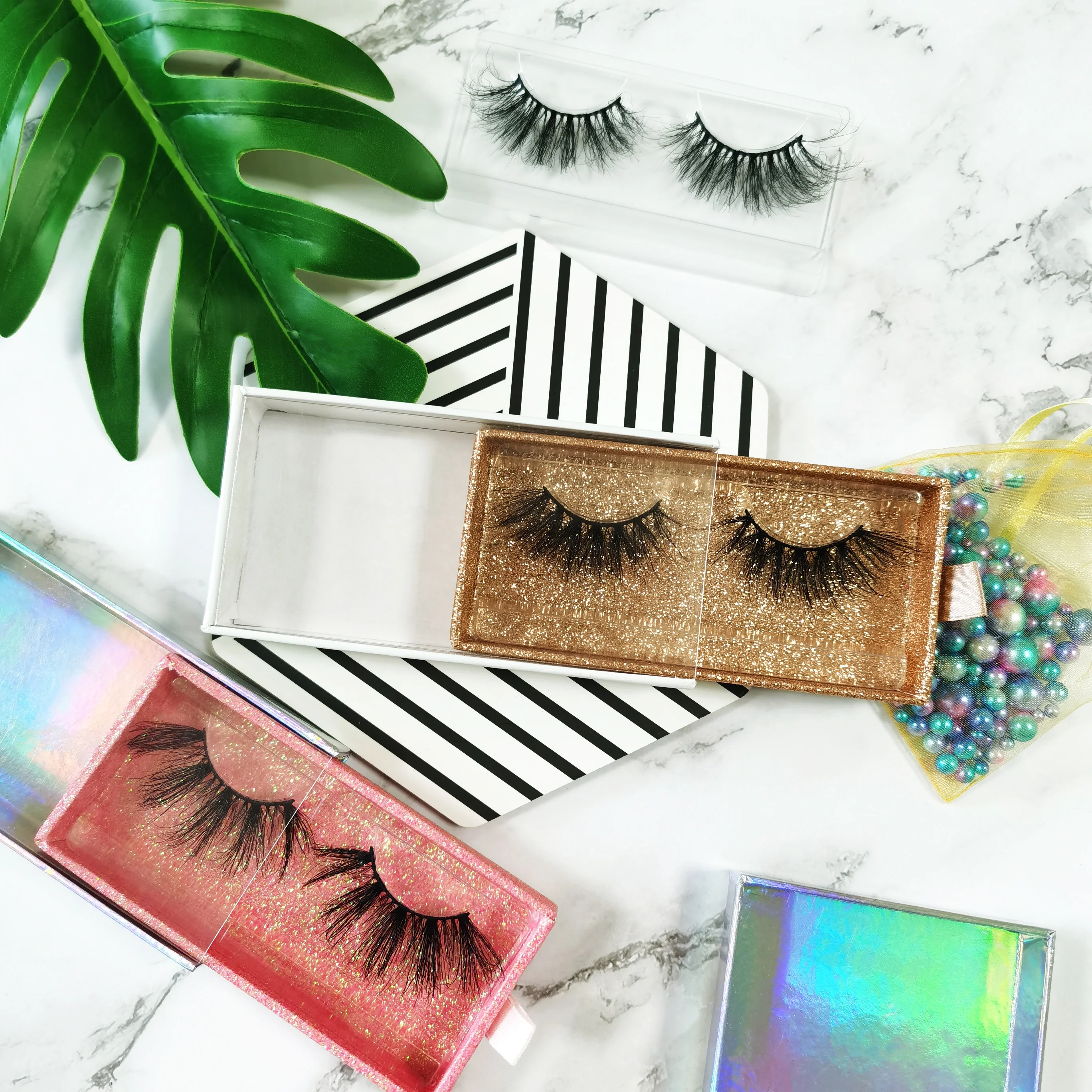

own brand black 3D 25mm long real siberian mink strip eyelashes lashes 3D wholesale vendor with 25mm lashcase