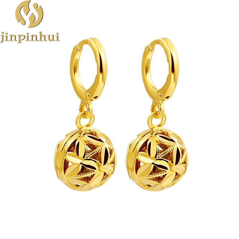 

jinpinhui jewelry Fashion gold plated hollow ball earrings