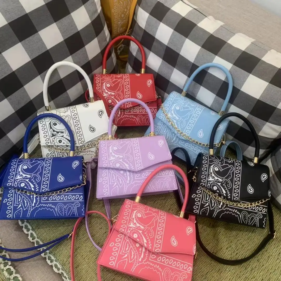 

The new summer print color fashion handbag with small square flower bag ladies diagonal cross bag