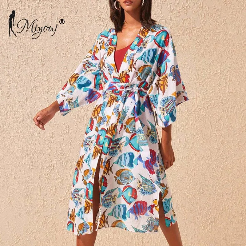 

Miyouj Summer woman swimsuit beach wear sexy beach cover up women dress tunic pareos ladies kaftan robe cover up, Customized colors