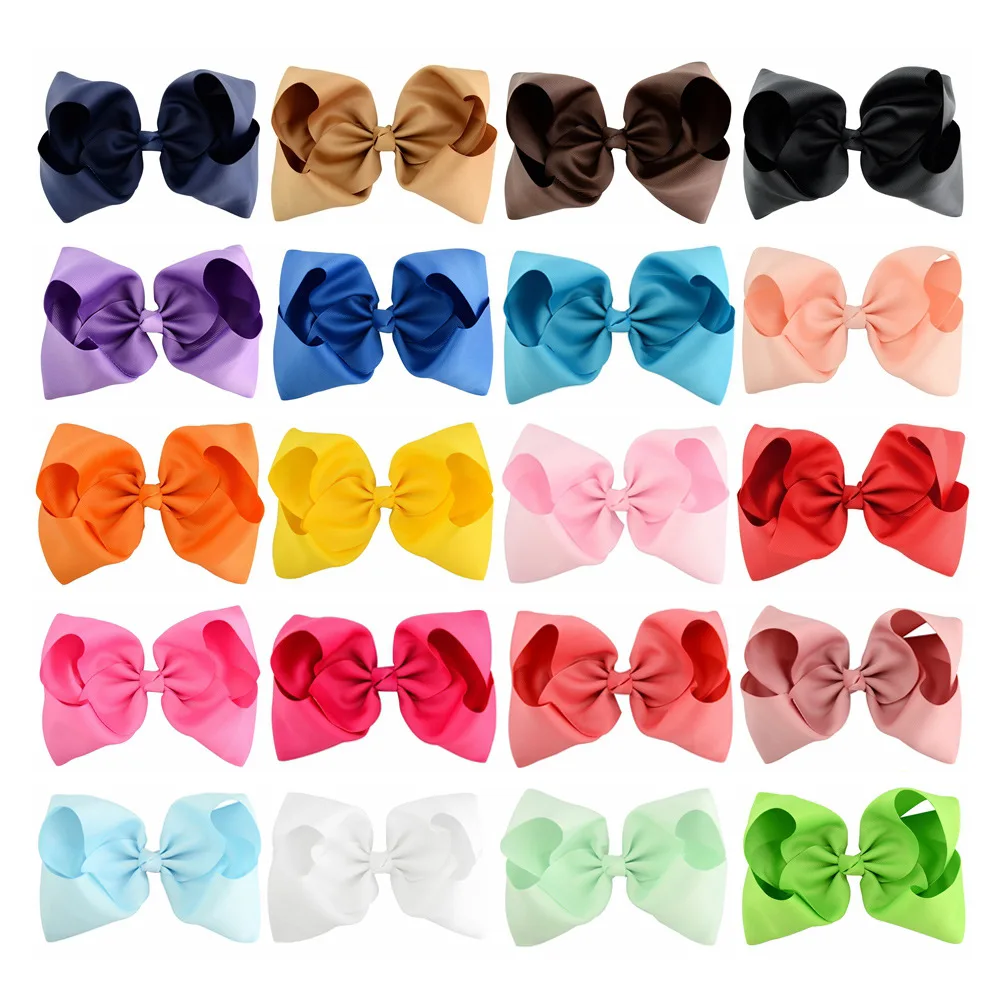 

8 inch Grosgrain Ribbon Bow Hairgrips for Girls High Quality Colorful Big Bowknot Children Hair Accessories Kids Hair Clips, 20 colors to choose