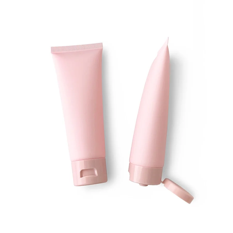 

80g hand cream tube cleaning cream cosmetic package container matte pink soft PE tube UV label squeeze bottle