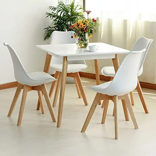 Contemporary Nordic Modern Wooden Legs Dining Plastic Chairs White