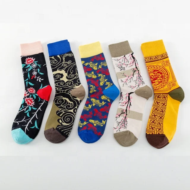 

2021 New Arrival Novelty Colorful Food Print Men Women Crew Wholesale Sock Custom Fuzzy Socks