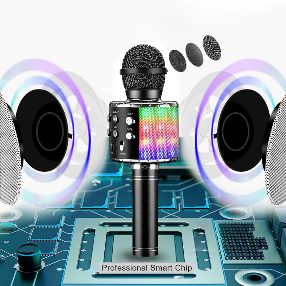 

Factory Price Portable Wireless Karaoke Microphone For Kid Home Party Karaoke Effect Wireless Microphone, Black ,gold ,rose,blue,pink,silver