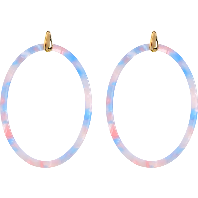 

ed00620c Pink Blue Acrylic Circle Rhinestone Earrings Wholesale Hoop Earrings, Gold