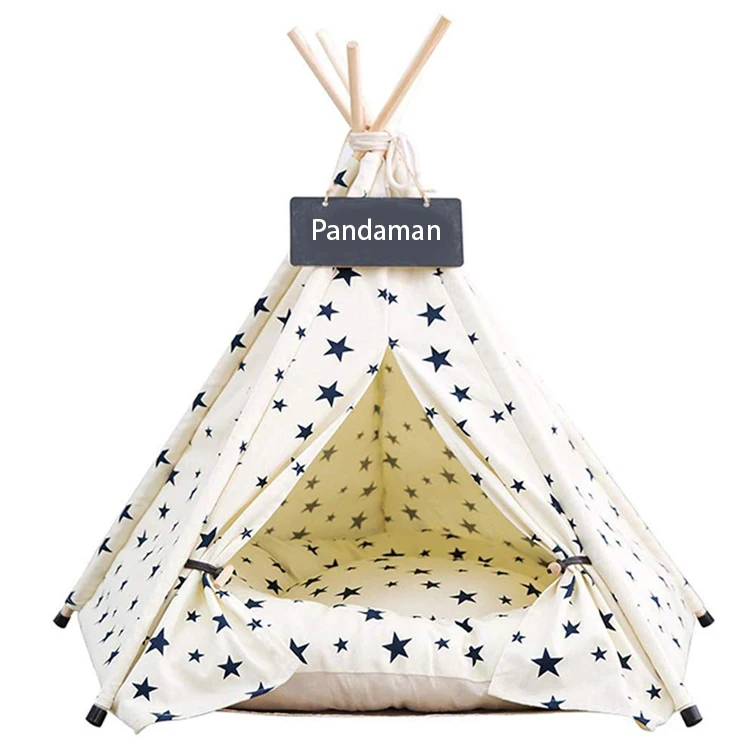 

Cheap Pet Sleeping Beds With Soft Cushion and Blackboard Pet Teepee Indian Tents For  Dogs, As picture