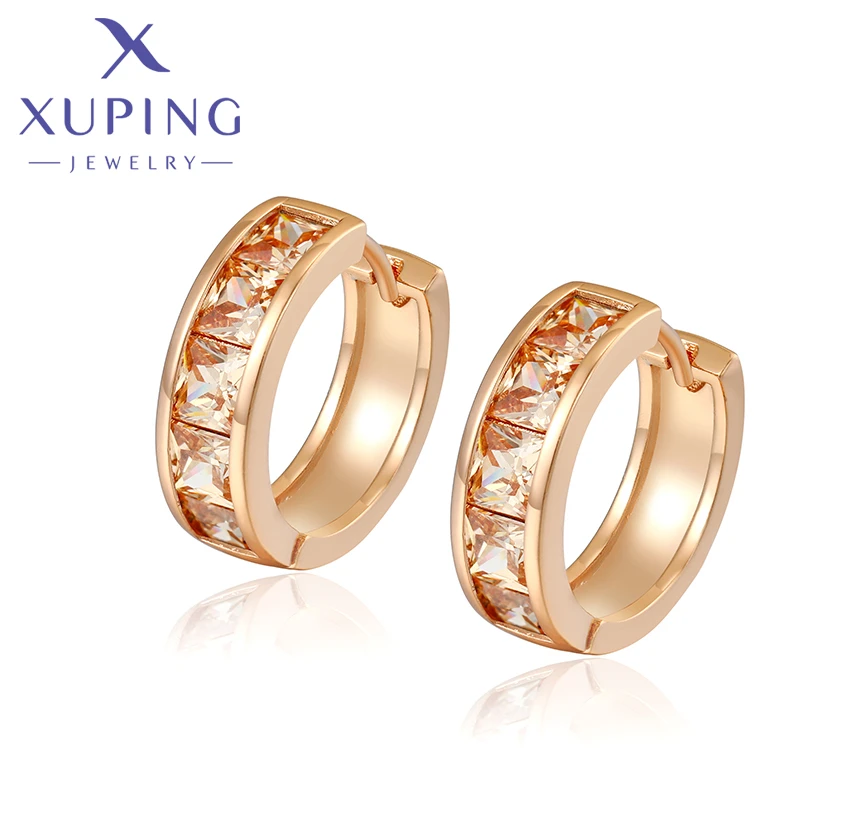 

X000745140 xuping jewelry wholesale women fashion jewelry elegant daily luxury gift hot sale champagne stone 18K hoop earrings