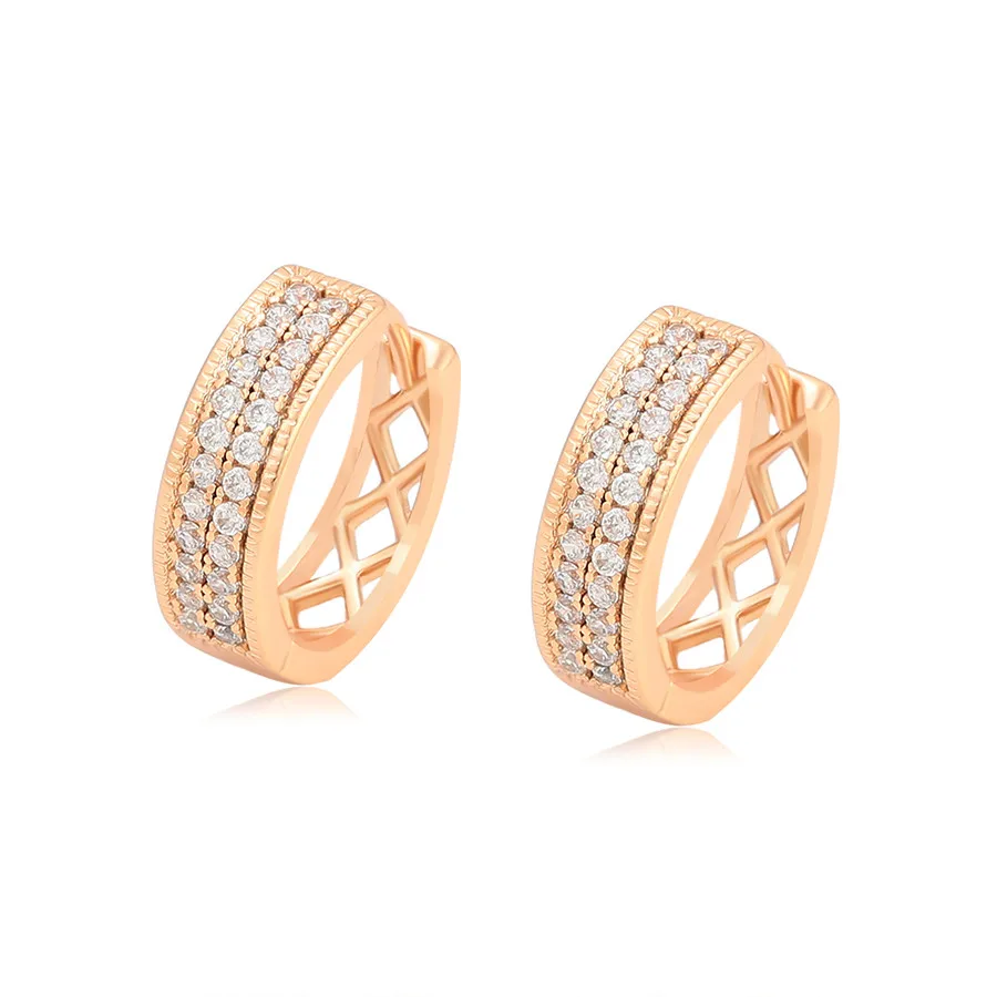 

A00892110 xuping jewelry Classic Statement Row of Diamonds Strapped Cross 18K gold color Hoop Earrings