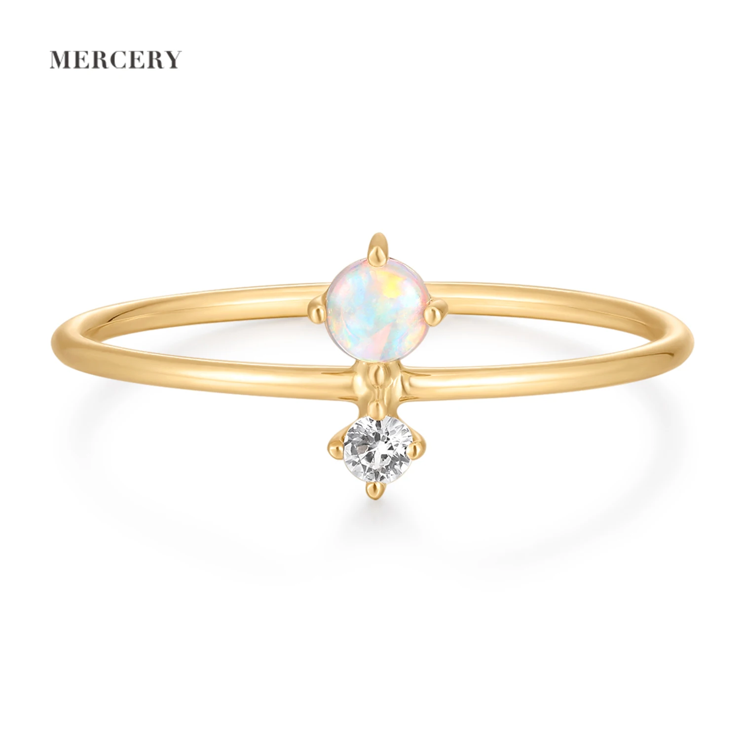 

Mercery Jewelry Custom Natural Gemstone Diamond Ring 14K Solid Gold 2022 Latest Design Opal Ring