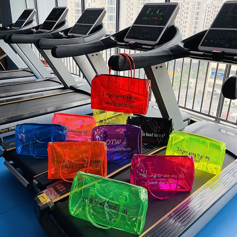 

Custom Luxury Sports Outdoor Large Waterproof Pvc Clear Transparent Overnight Weekender Travel Duffle Bag, Customized color