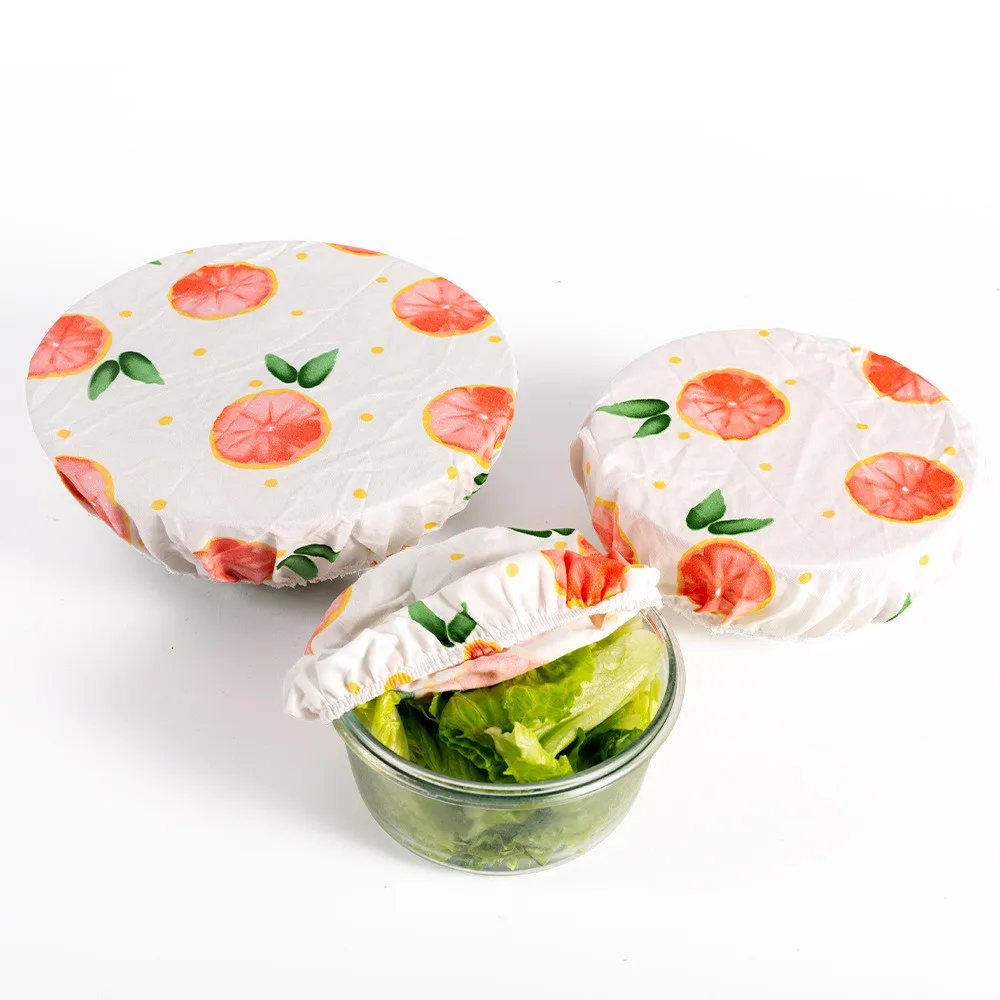 

Best-selling reusable and washable full color printed 3 Pcs cotton bowl cover salad bowl dust cover