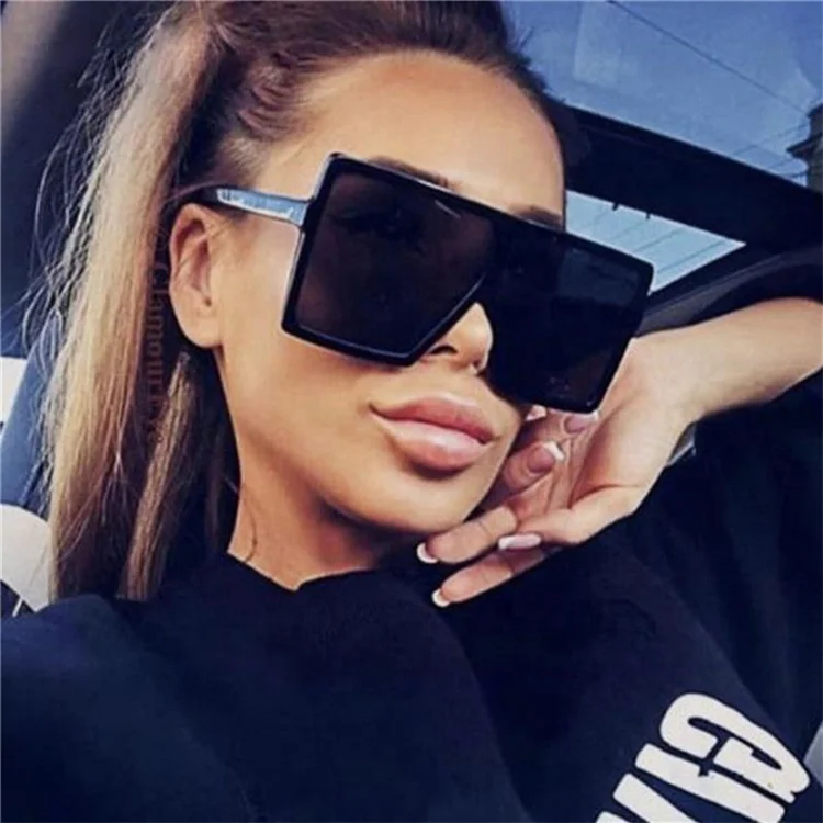 

Oversized Shades Women Sunglasses Black Fashion Square Big Frame Sunglasses Vintage Glasses Unisex, Picture