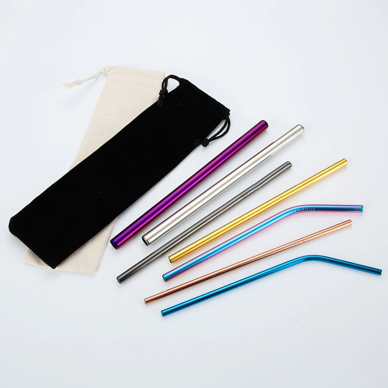 

High Quality Eco Friendly stainless steel 304 Reusable metal Drinking Straw With Logo, Customized color