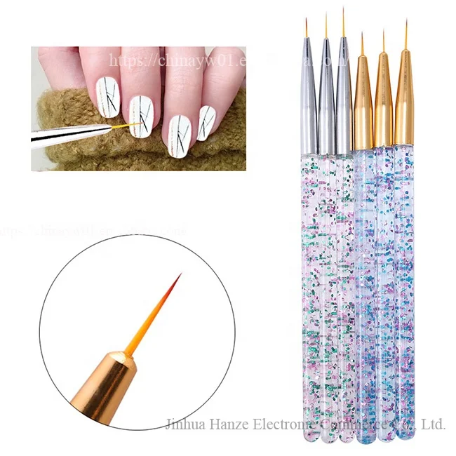 

3PCS/Set 3D Tips DIY Acrylic UV Gel Brushes Drawing Design Girl Manicure Painting Tool Brushl Art Line Nail Painting, Colorful