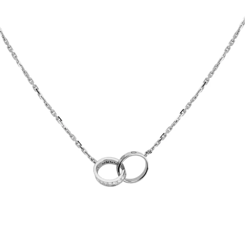 

European and American fashion trend stainless steel diamond zircon lvoe Necklace, Silver, rose gold and gold