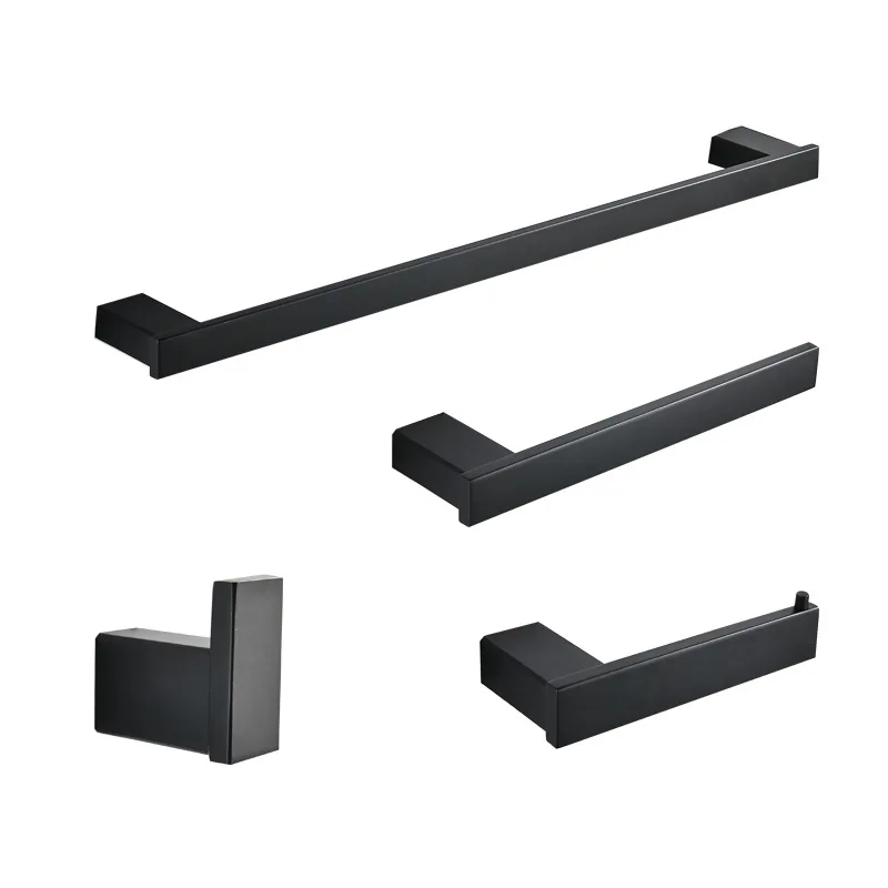 

Modern Bathroom Square black Stainless steel Accessory Set
