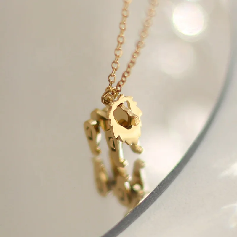 

18k Pvd Plated 316l Stainless Steel Necklace Dainty Animal Pendant Toy Lion Head Pendant Necklace, Gold/silver/rose gold