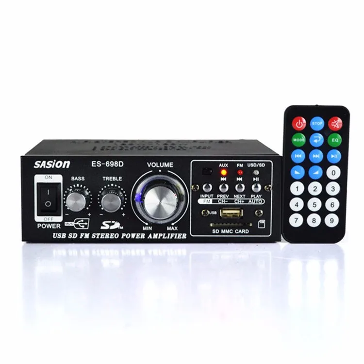 

Hybrid Pro Amplifier Receiver w/USB/SD Remote for home audio DJ/Pro/Karaoke Amplifier Mixer, Black