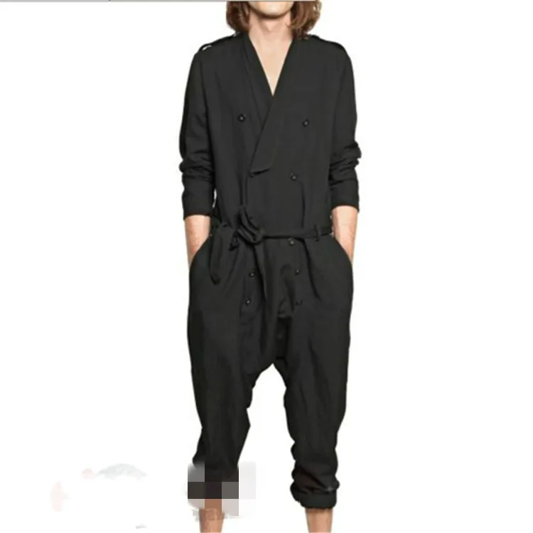 

European and American large casual Jumpsuit loose Jumpsuit spring and summer fashion men's Jumpsuit men's pants hairstylist's