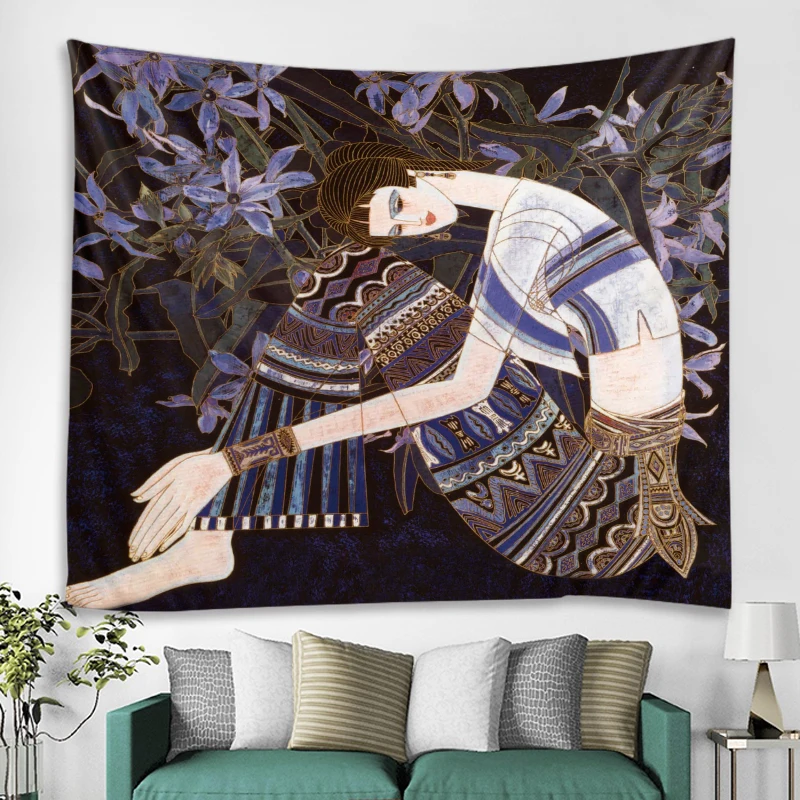 

Paper-cut Girl Tapestry Wall Hanging kirigami Tapestry Landscape Tapestry for Dorm Living Room Bedroom, Customized color