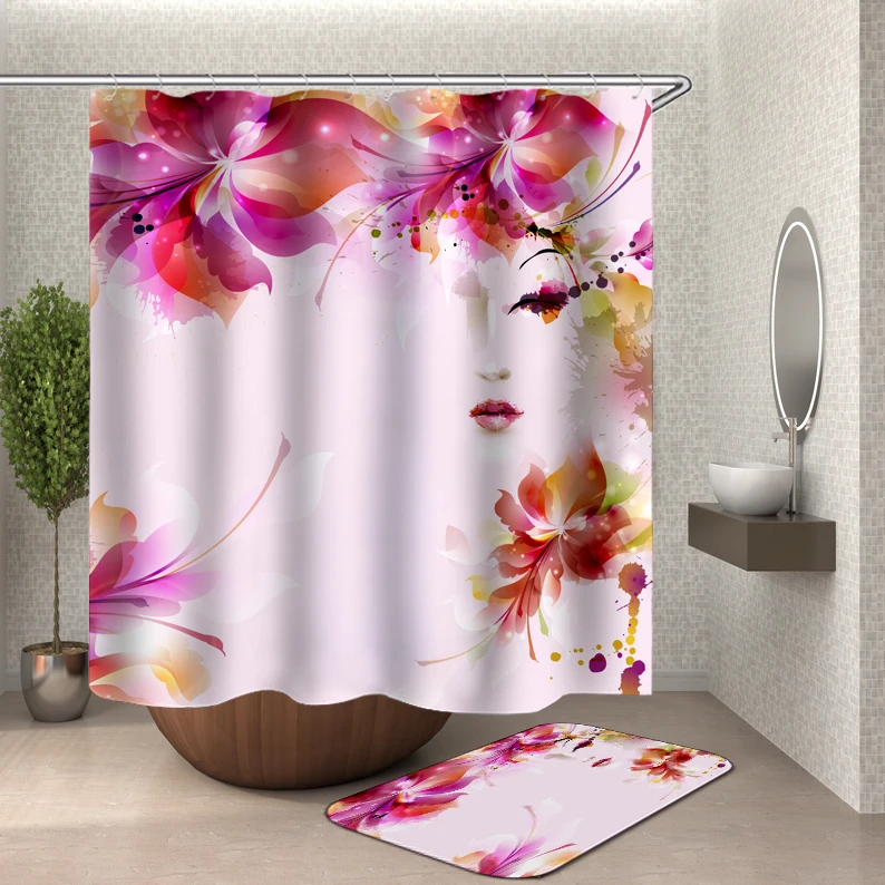 

Hand painted bathroom curtain source manufacturers direct pattern size customization, 5 colors