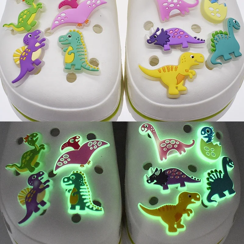 

PVC Shoe Charms Decorations different shape Dinosaur Designs Fits for Clog Shoes Wristband Bracelet Party Gifts, As picture