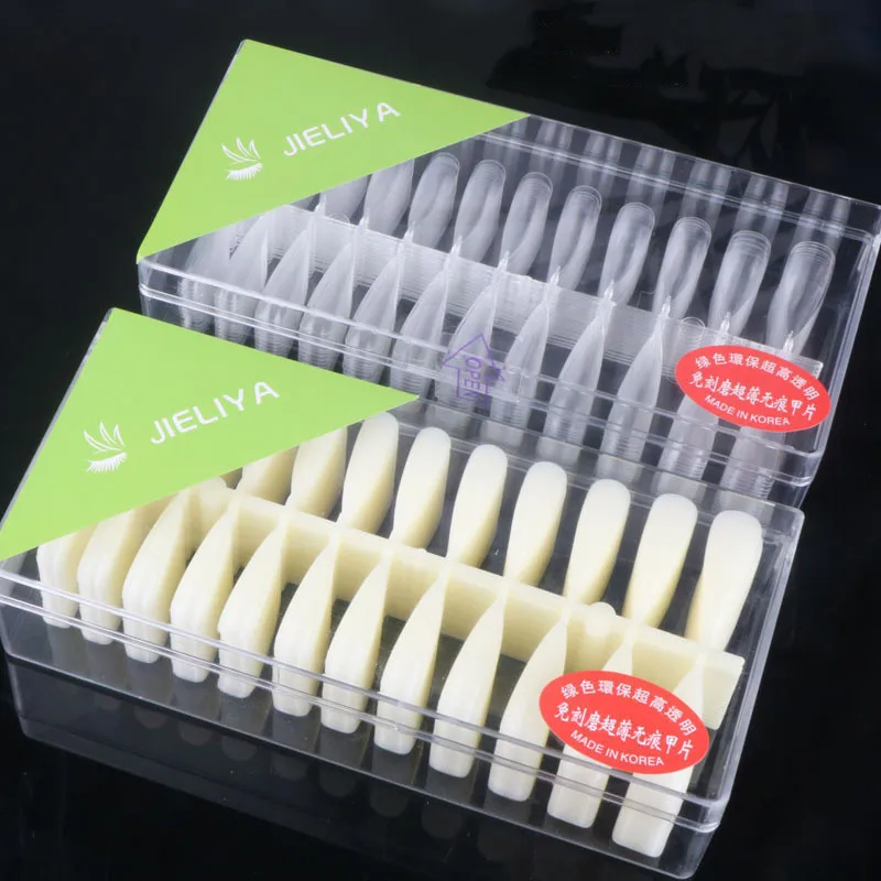 

500pcs/box transparent acrylic full coverage fake nail tip pressed on the nail artificial tips nail, Clear natural