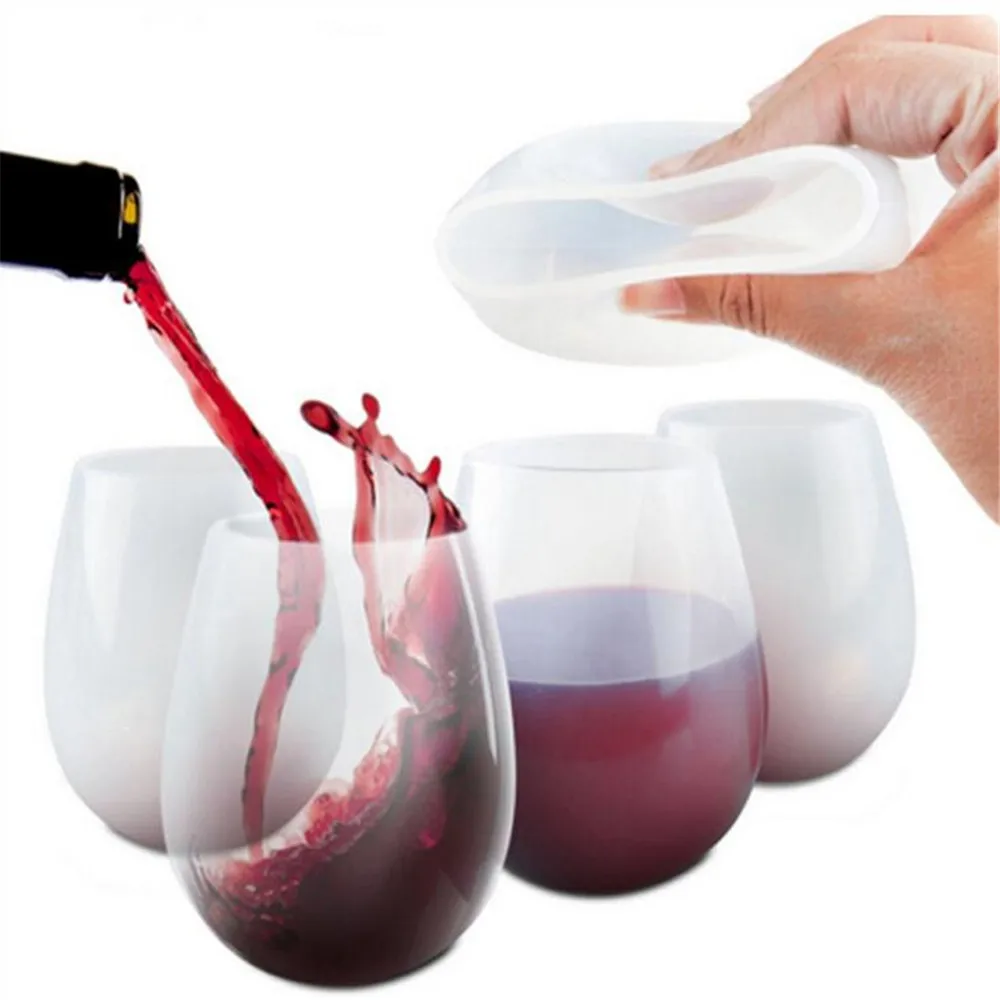 

Outdoor Unbreakable Cup Drinking Water Beer Whiskey Stemless Shatterproof Glass Verre A Boire Cam Bardak 3 Silicone Wine Glass, Multi color in stock