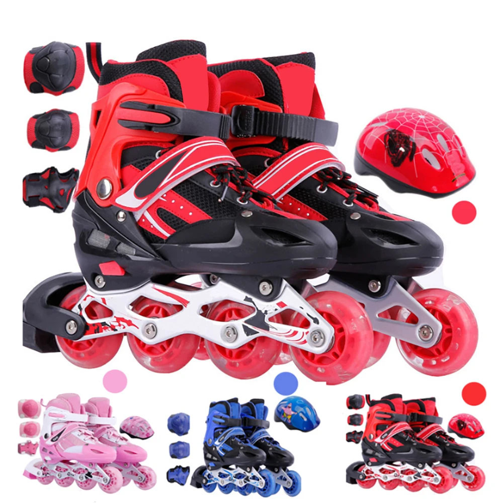 

adjustable kids light up Children's inline roller skates speed skating shoes for girls boys, Black,red,customerized;ice skate shoes