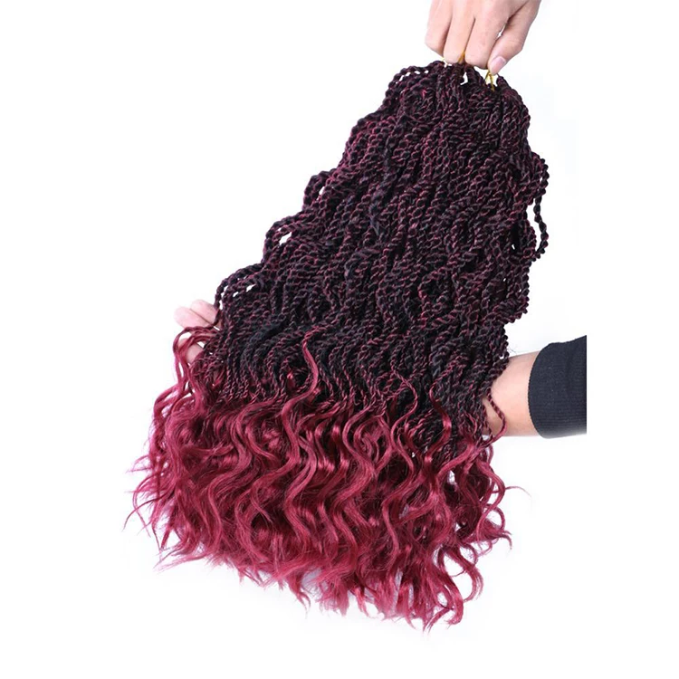

14'inch 35 Stands Synthetic Crochet Braids Senegalese Twists With Wavy Ends Wavy Senegalese Twist Hair