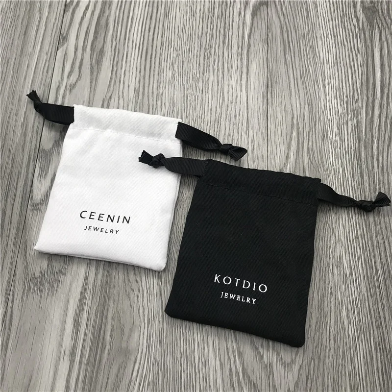 

Custom mini cotton twill drawstring bags jewelry pouches