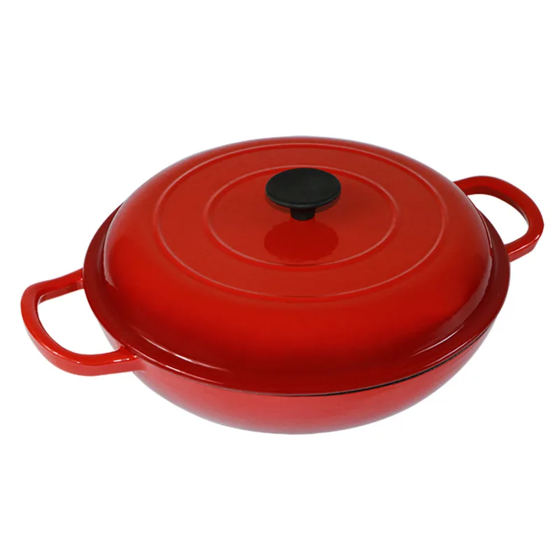 

Amazon cast iron enamel casserole cookware soup and stock shallow seafood cooking pot for Amazon, Red