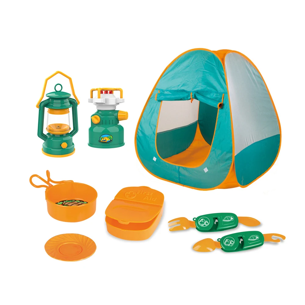 Pop Up Camping Gear Set Outdoor Toys For Play Tents & Tunnels 18 PCs Kids Tent 