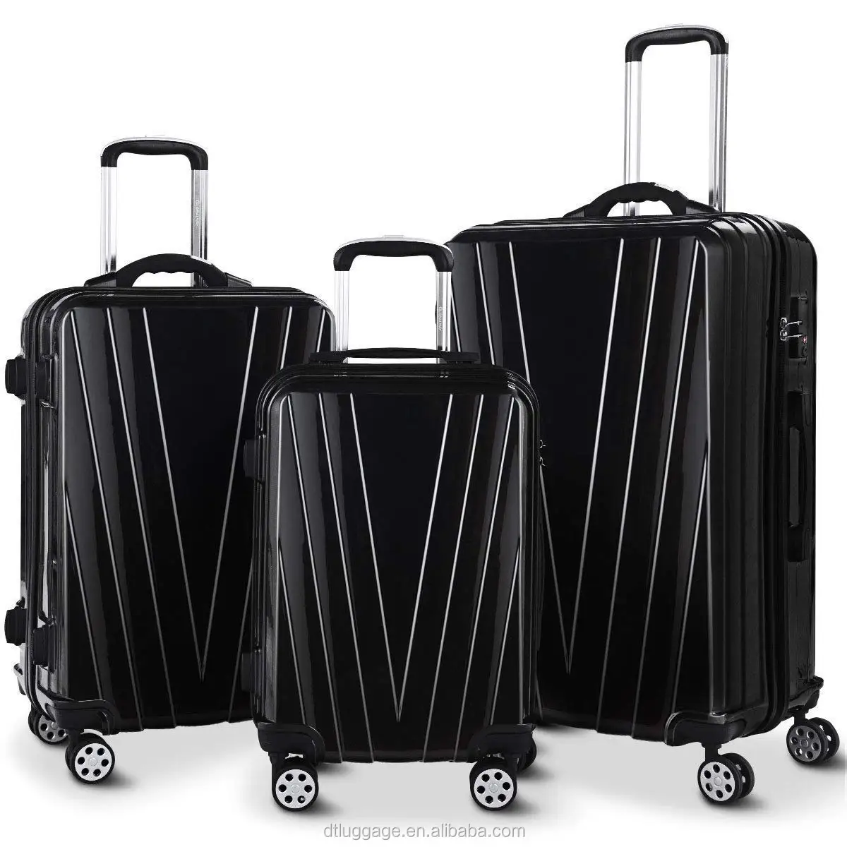 

Custom TSA Lock Trip Luggage ABS PC School bag Suitcase With Retractable Wheels
