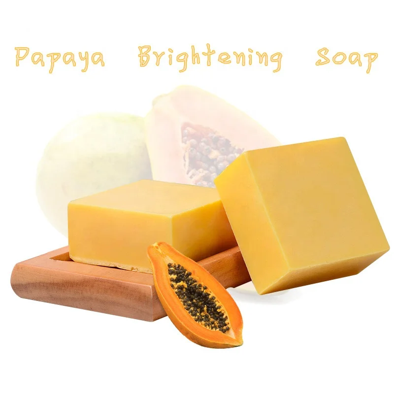 

Wholesale Skin Whitening Herbal Soap Natural Kojic Ingredients Organic Papaya Handmade Soap, Light yellow