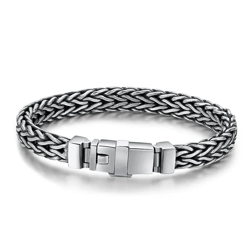 

Sterling Silver S925 Bracelet for Men and Women Vintage Retro Handmade Twists Ethnic Style Bracelet Jewelry