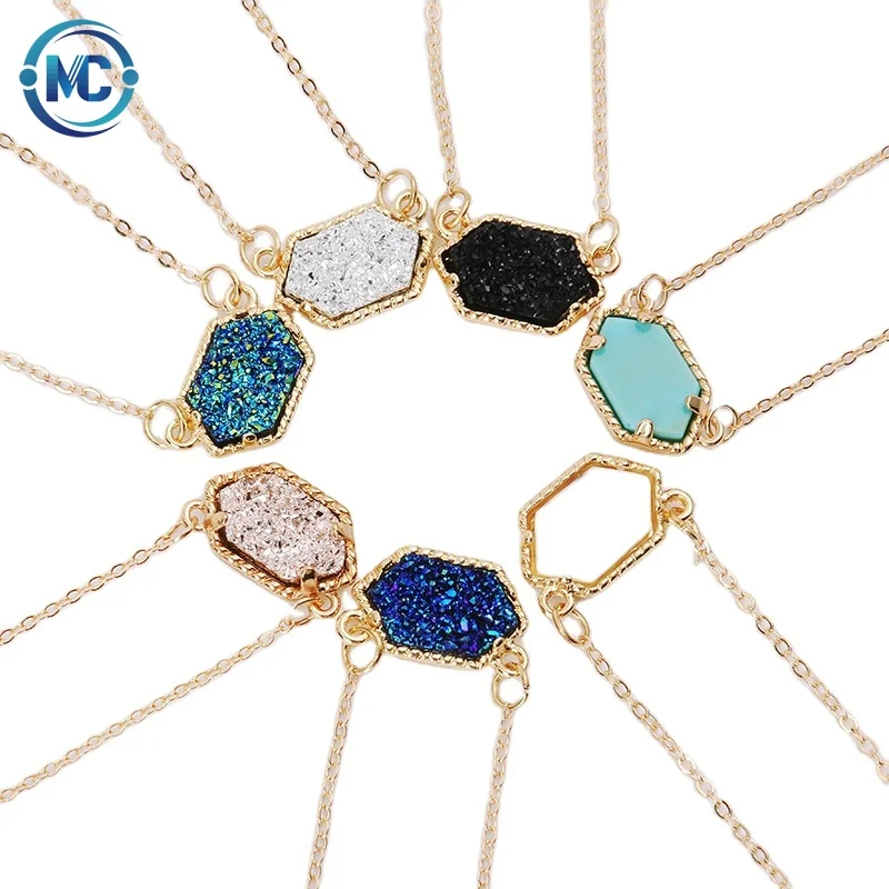 

Fashion Clavicle Chain Multicolor Crystal Cluster Turquoise Diamond Pendant Women Necklace Christmas Gift, Like picture