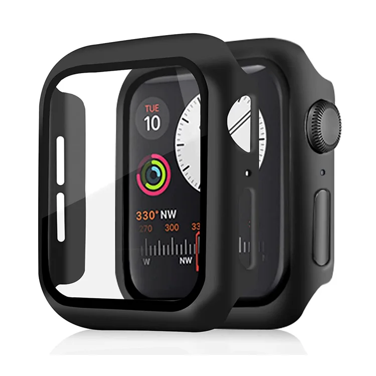 

Amazon Hot Sale Hard PC Case with Tempered Glass Screen Protector For Apple Watch Series 4 5 6SE 38mm 40mm 42mm 44mm, Black,red,white,clear,mint,pink,yellow