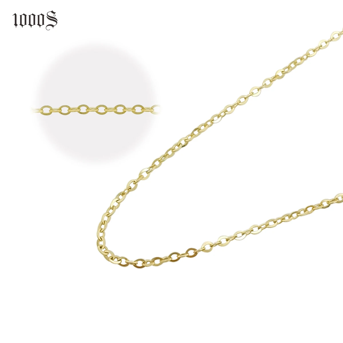 

9K, 14K, 18K Real Gold Cable Chains Necklace Yellow Gold Rose Gold White Gold Solid Gold Link Chain