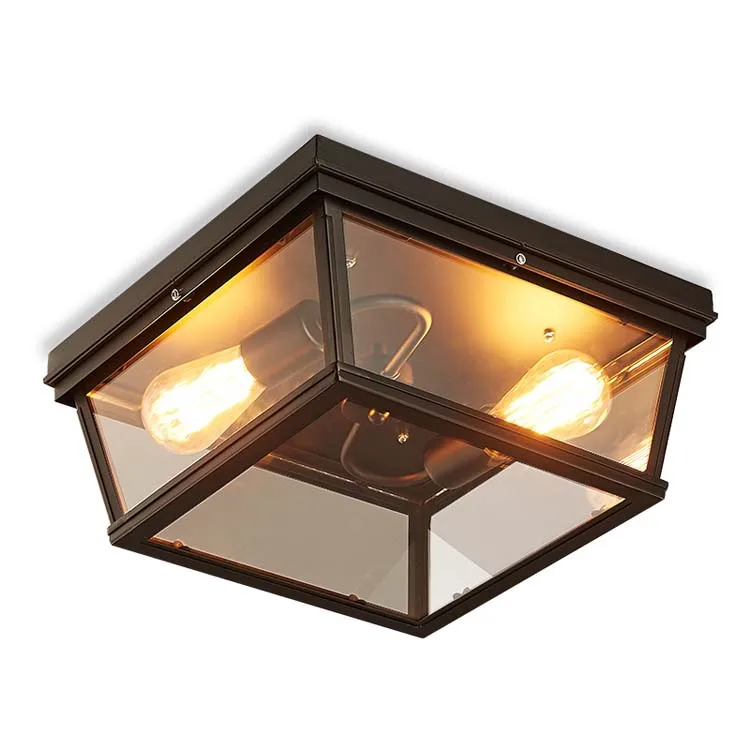 Kitchen aisle black retro loft glass ceiling lights American country style industrial vintage balcony ceiling light