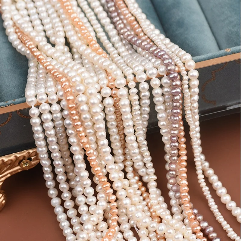 

4A High Quality White Freshwater Round Pearl Beaded for Wedding Chains Jewelry Necklaces Natural Pearl Strand 3-13mm